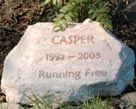 Casper's pet memorial headstone
