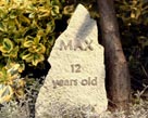 Max's pet memorial headstone